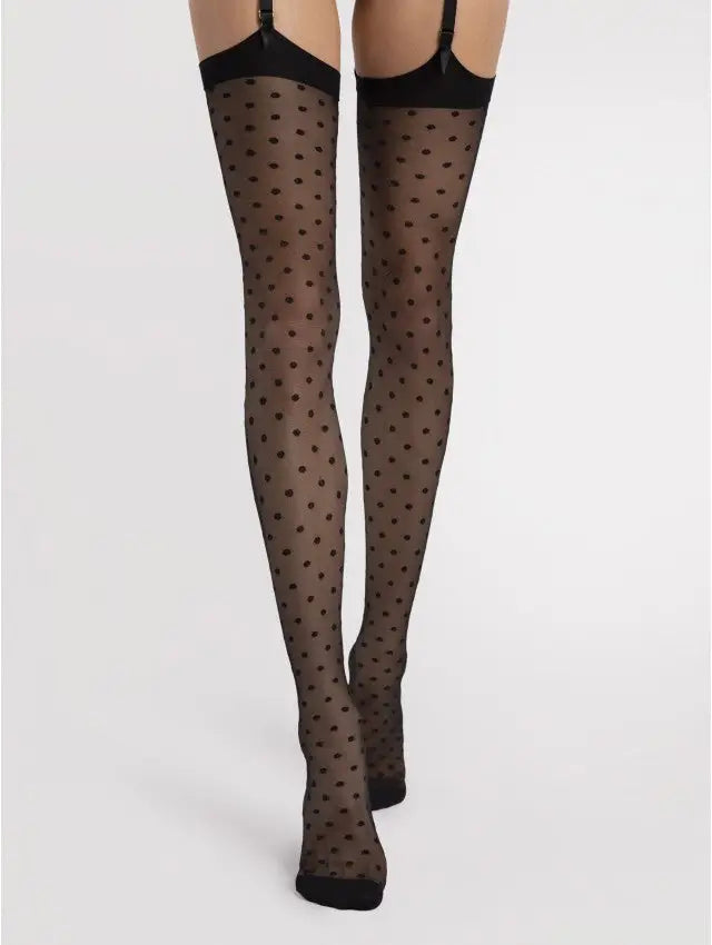 Calze per reggicalze a fantasia pois 20 den | stile retrò