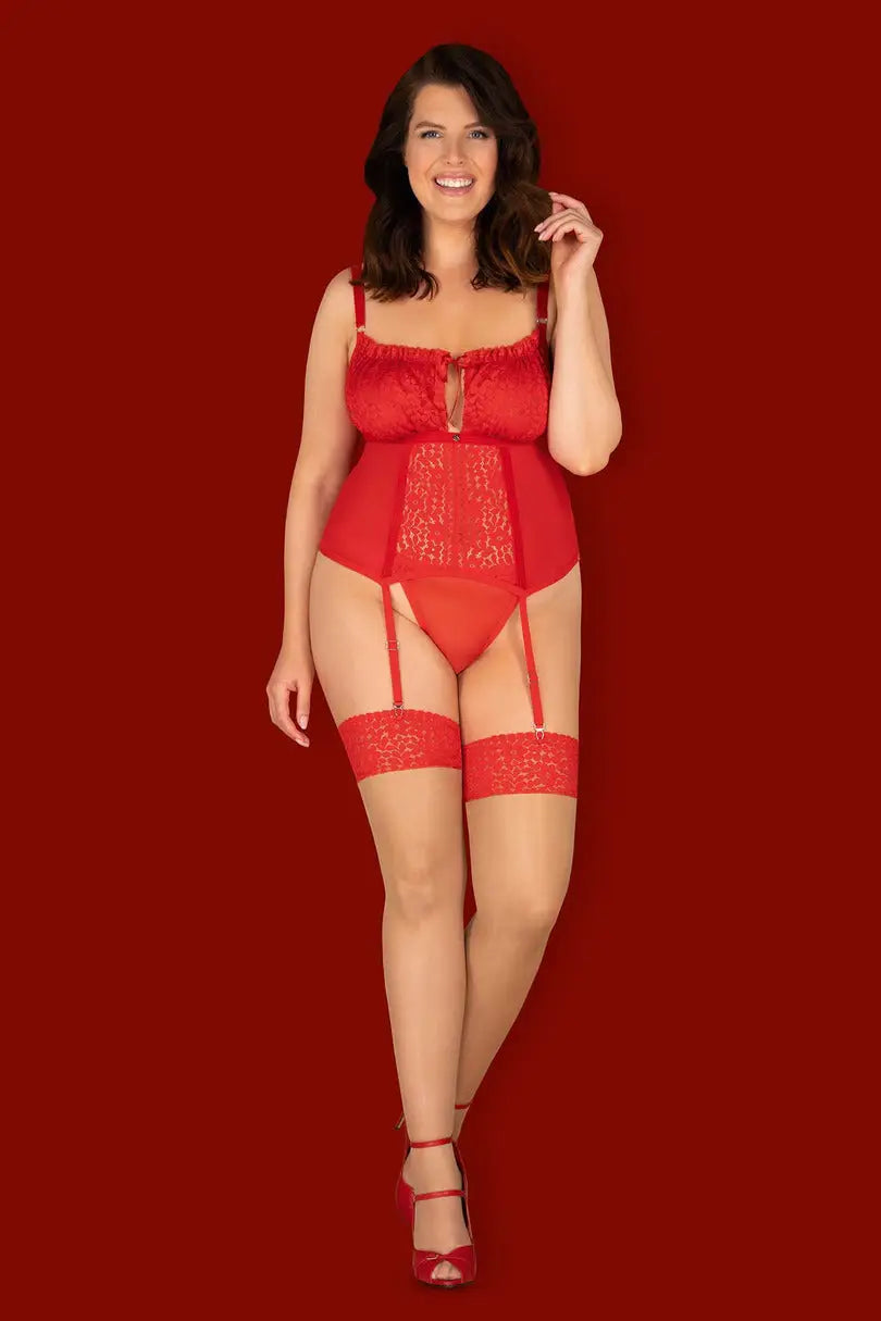 Calze per reggicalze con pizzo rosso | blossmina