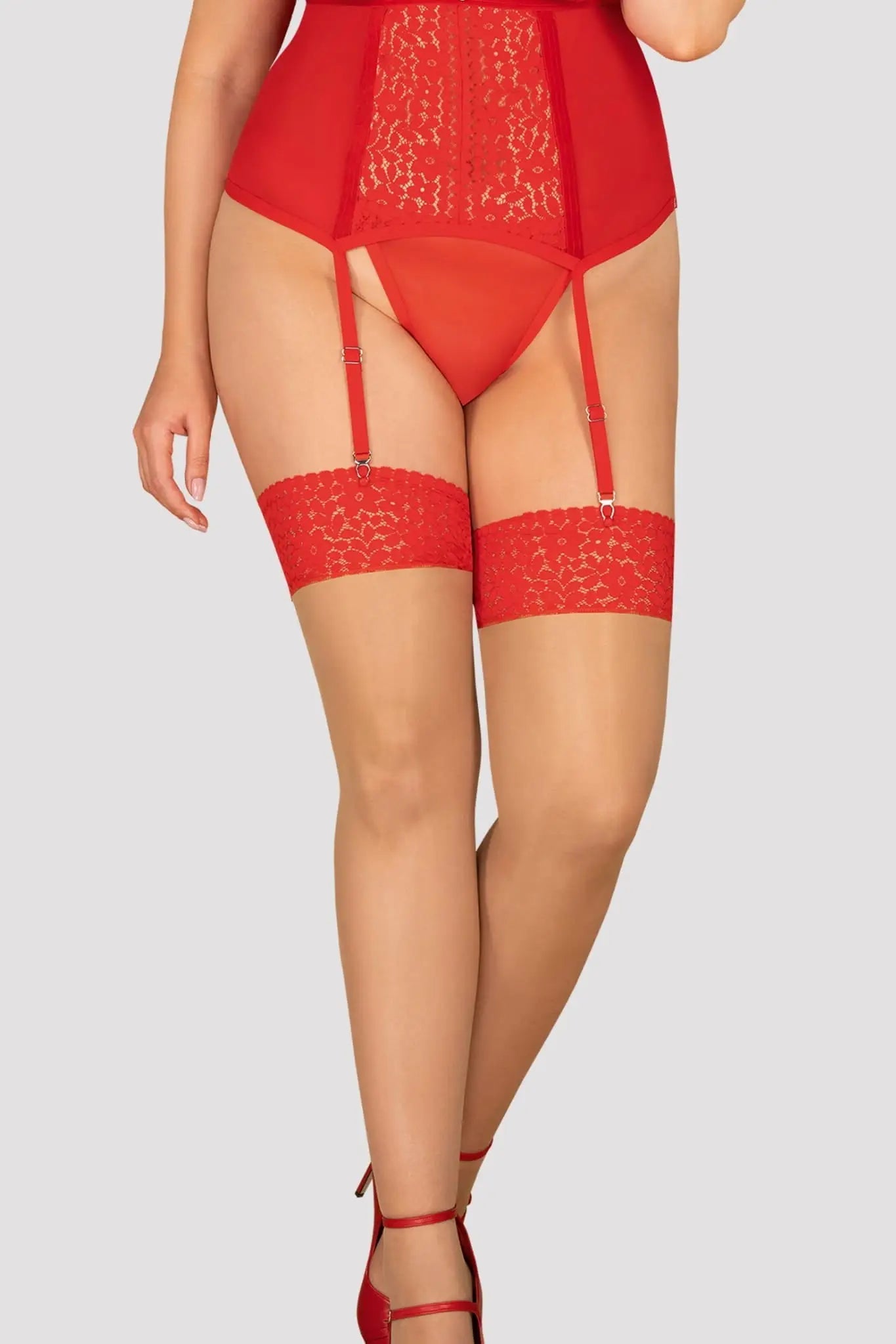 Calze per reggicalze con pizzo rosso | blossmina