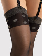 Calze velate 15 denari per reggicalze con bordo a pois