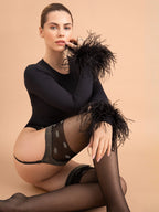 Calze velate 15 denari per reggicalze con bordo a pois