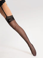 Calze velate 15 denari per reggicalze con bordo a pois