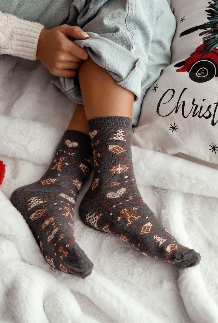 Calzini da donna natalizi in cotone - 1283-038