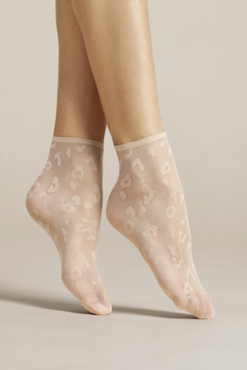 Calzini velati a stampa animalier con bordo comfort - 8 den