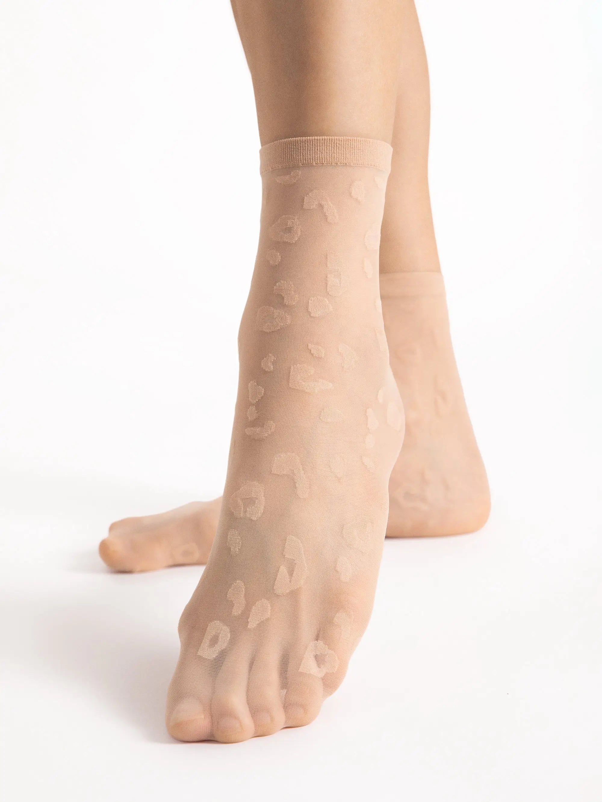 Calzini velati a stampa animalier con bordo comfort - 8 den