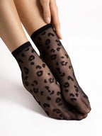 Calzini velati a stampa animalier con bordo comfort - 8 den