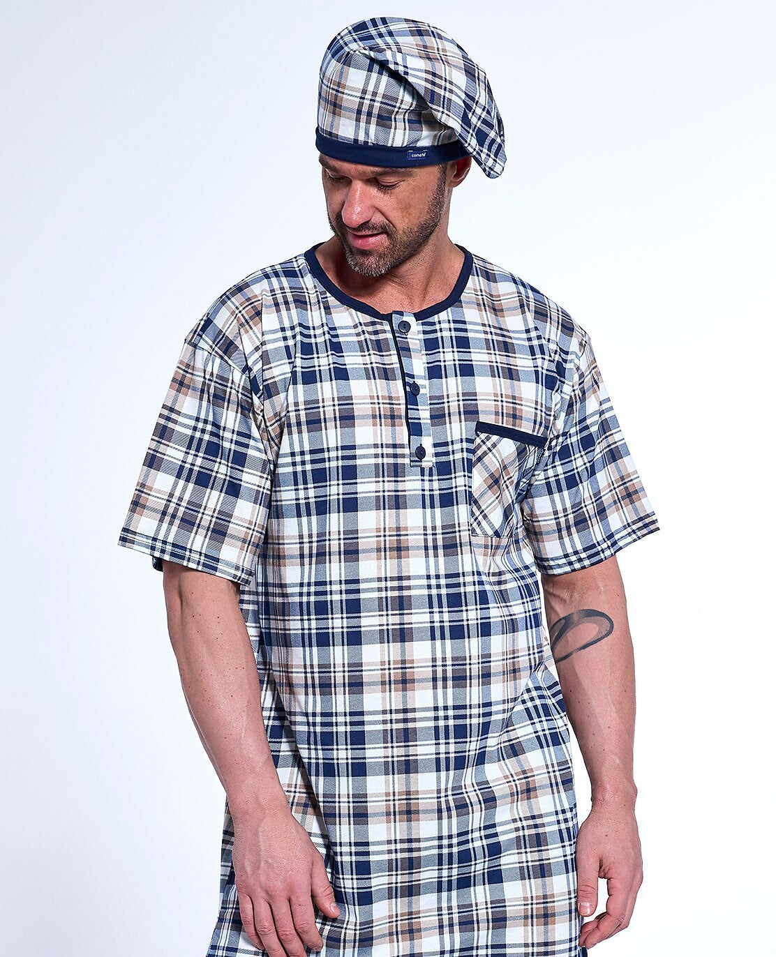 Camicia da note da uomo a quadri in puro cotone 109/30