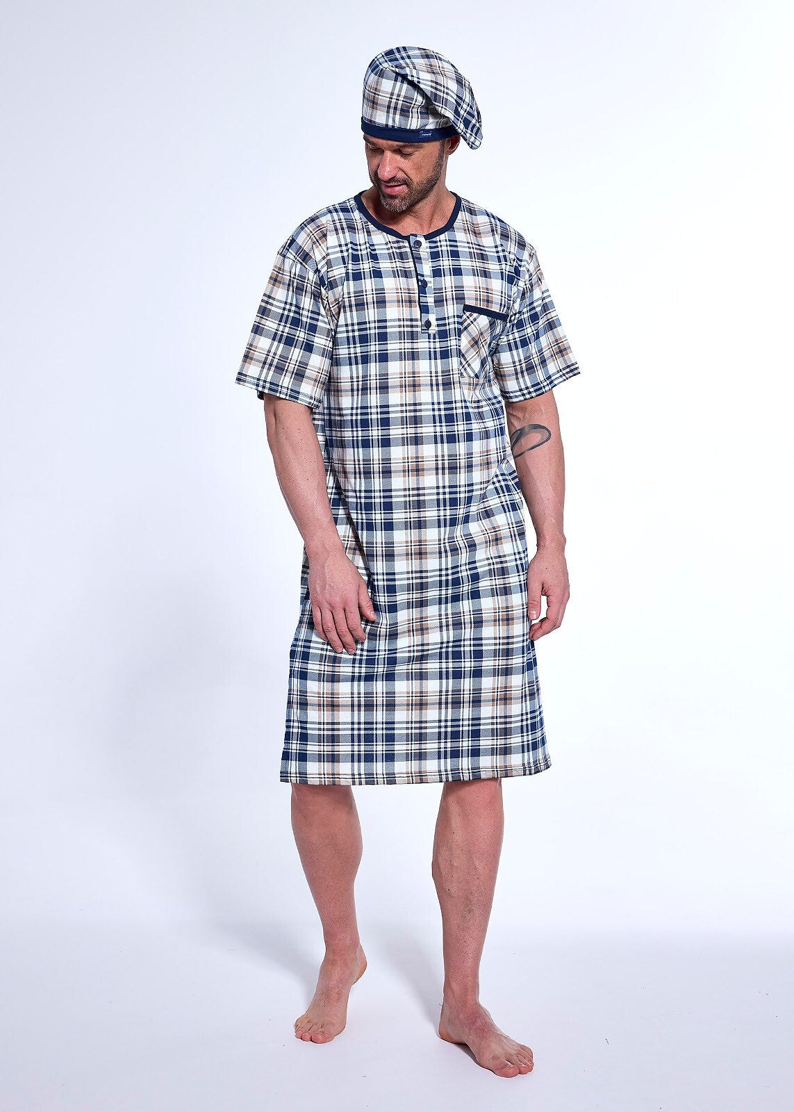 Camicia da note da uomo a quadri in puro cotone 109/30