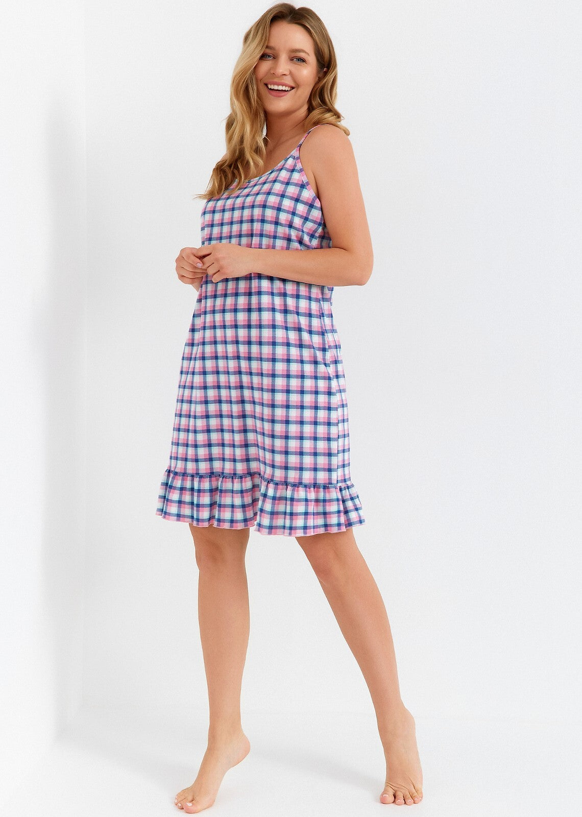 Camicia da notte con spallino - layla - in 100% cotone