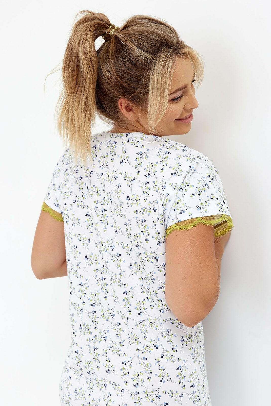 Camicia da notte donna in puro cotone - violet - manica