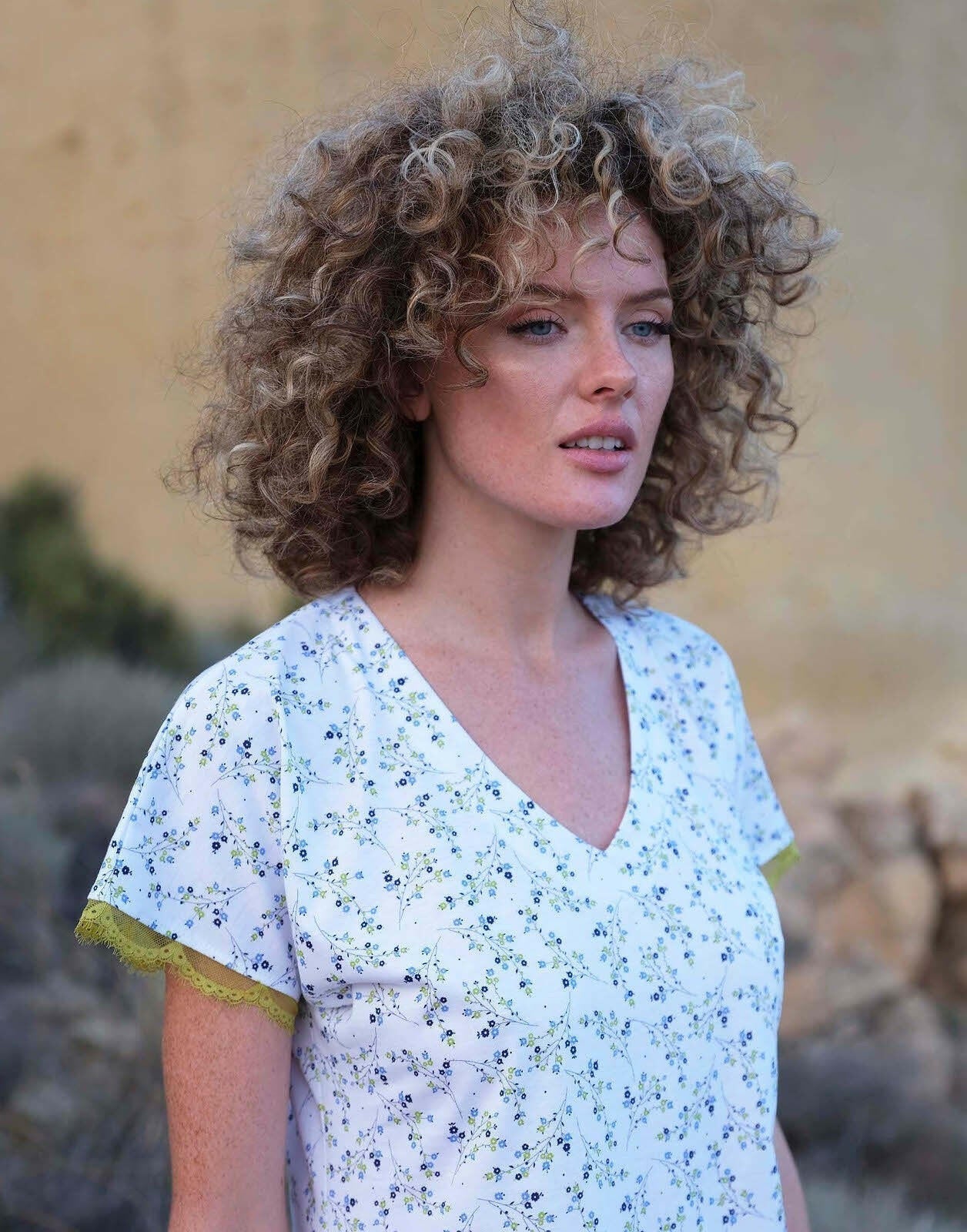 Camicia da notte donna in puro cotone - violet - manica