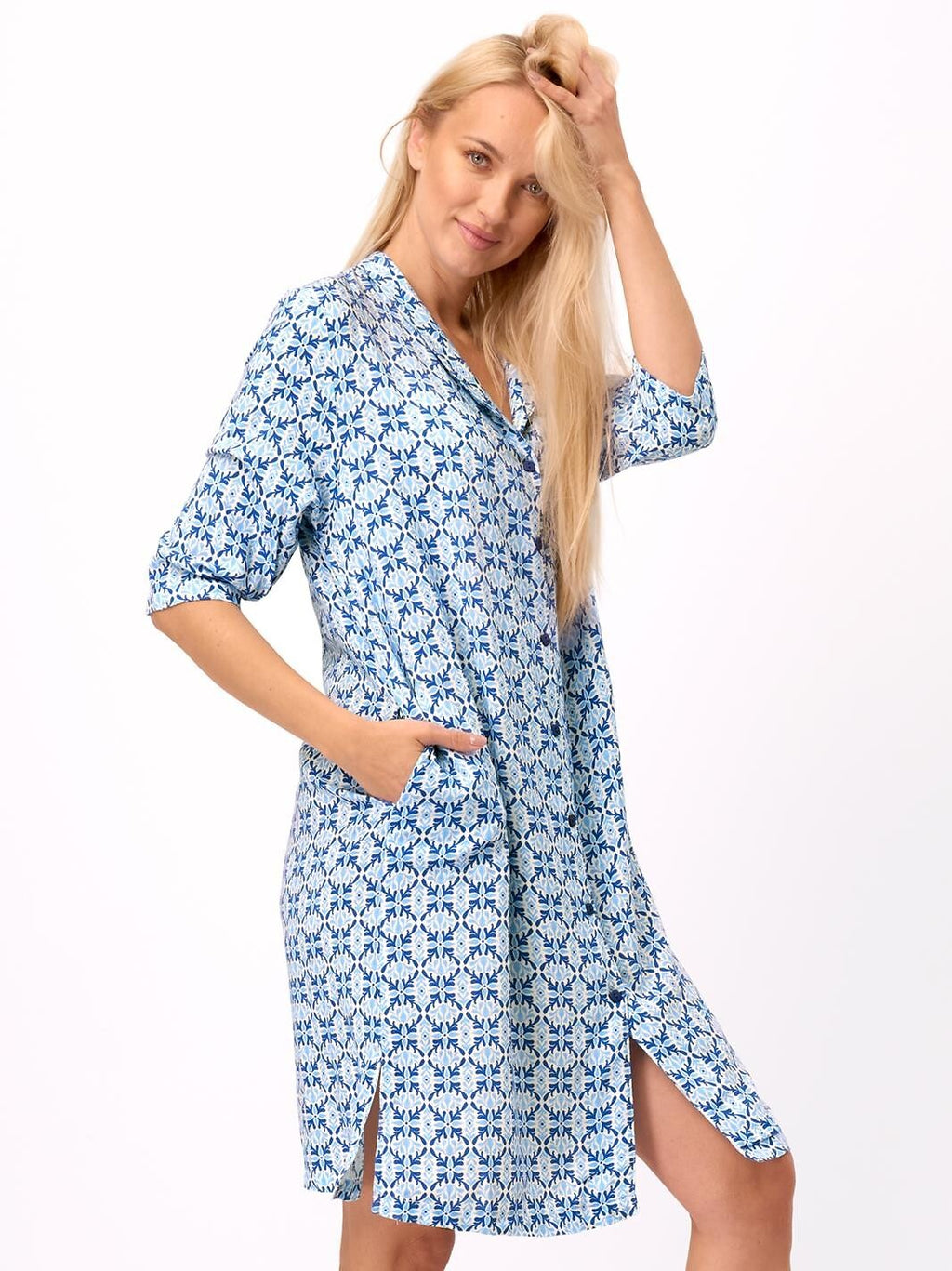 Camicia da notte da donna in viscosa aperta con bottoni