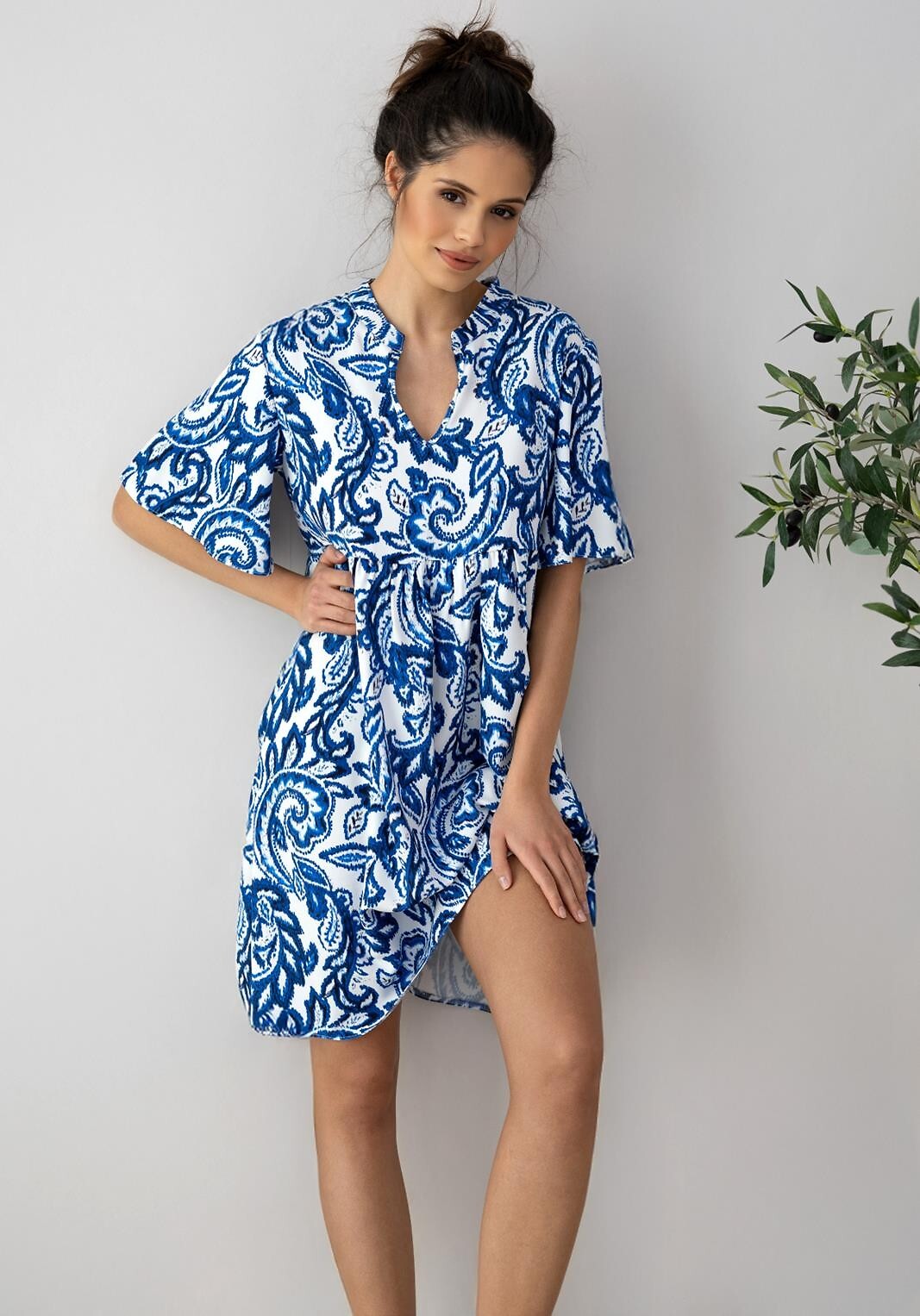Camicia da notte da donna in viscosa luna zaffiro