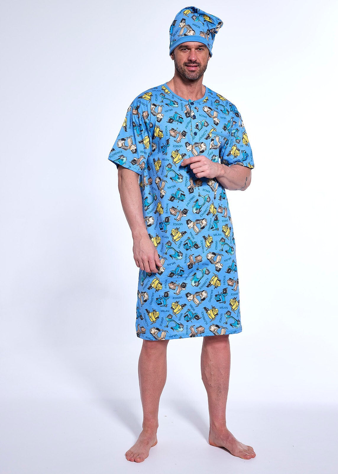 Camicia da notte da uomo in cotone - 109/32 - vespa