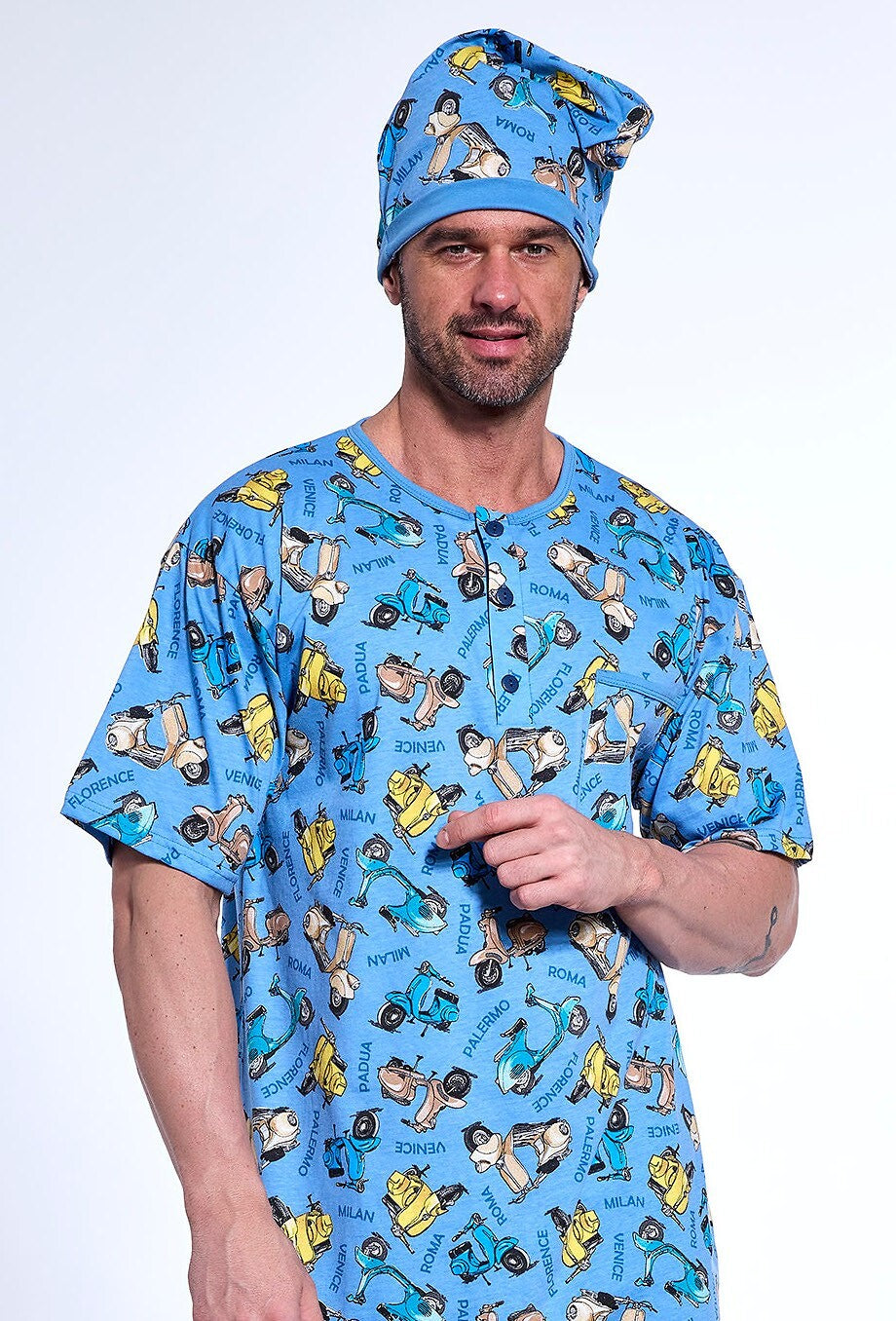Camicia da notte da uomo in cotone - 109/32 - vespa