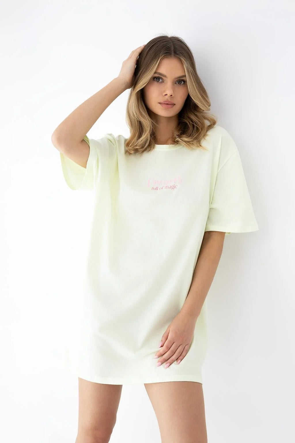 Camicia da notte comfort in cotone con scritta glam