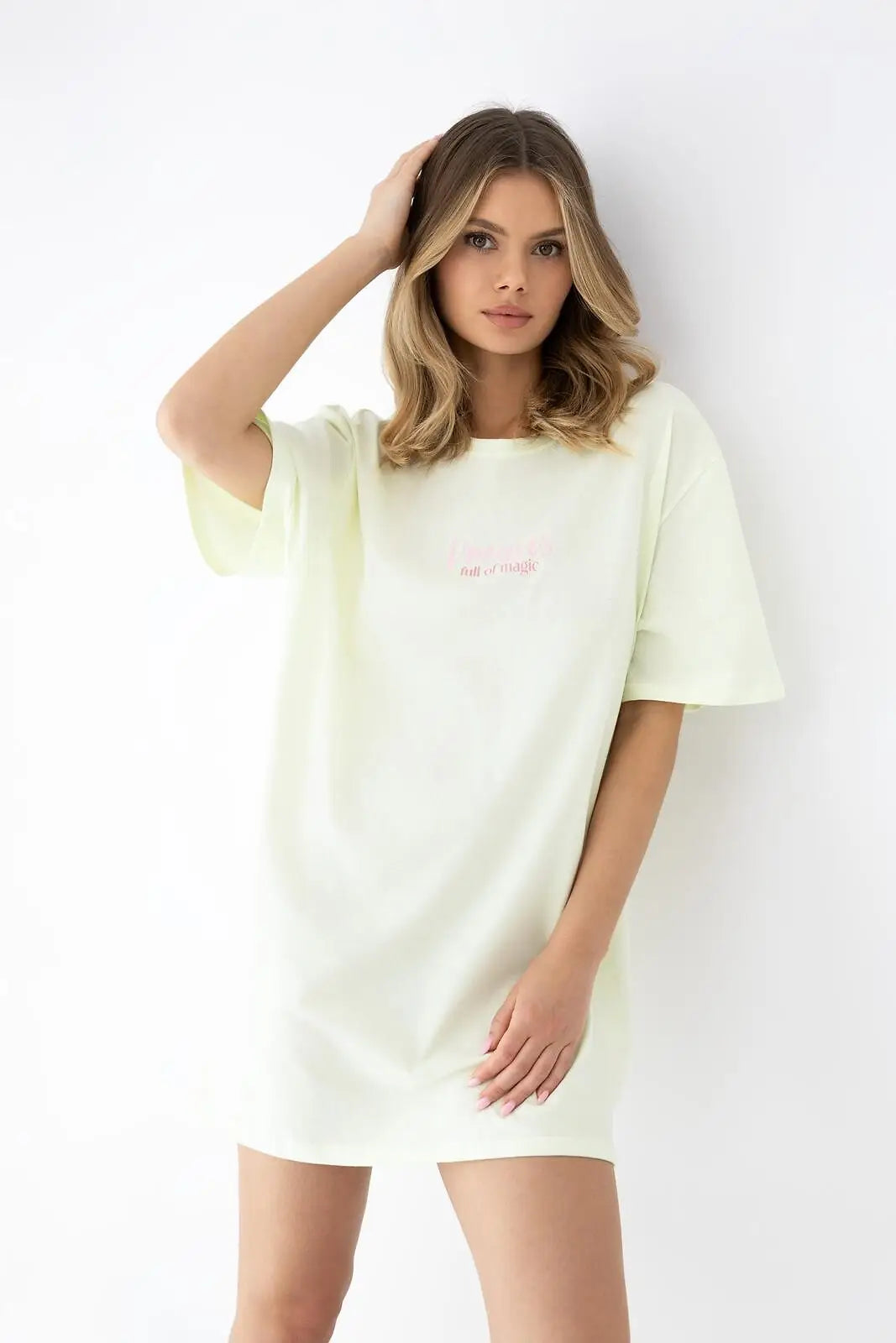 Camicia da notte comfort in cotone con scritta glam