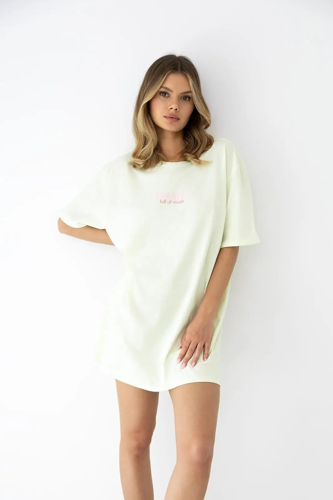 Camicia da notte comfort in cotone con scritta glam