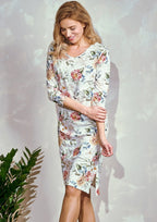 Camicia da notte donna in 100% cotone manica 3/4 - louisa