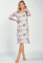 Camicia da notte donna in 100% cotone manica 3/4 - louisa