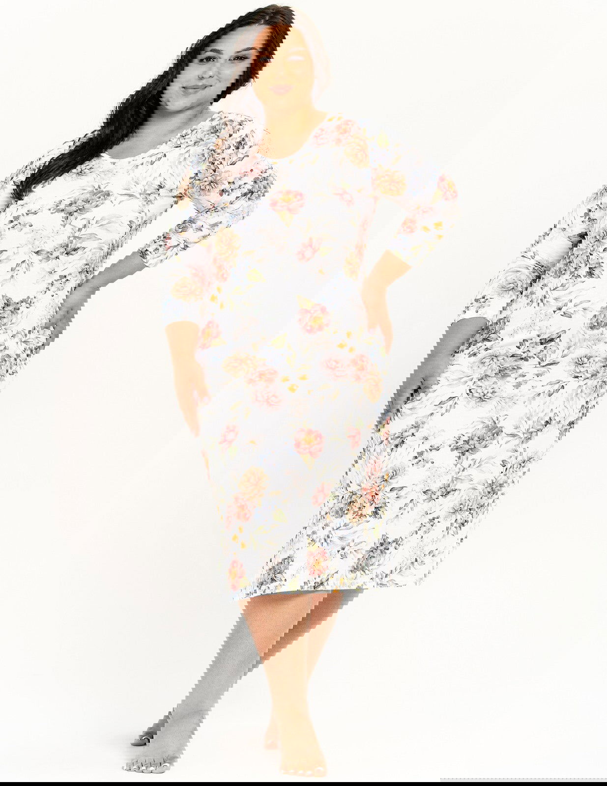 Camicia da notte donna in 100% cotone manica 3/4 - louisa