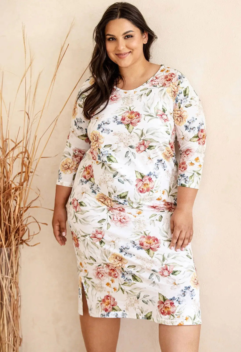 Camicia da notte donna in 100% cotone manica 3/4 - louisa