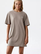 Camicia da notte donna in puro cotone con spacchi laterali