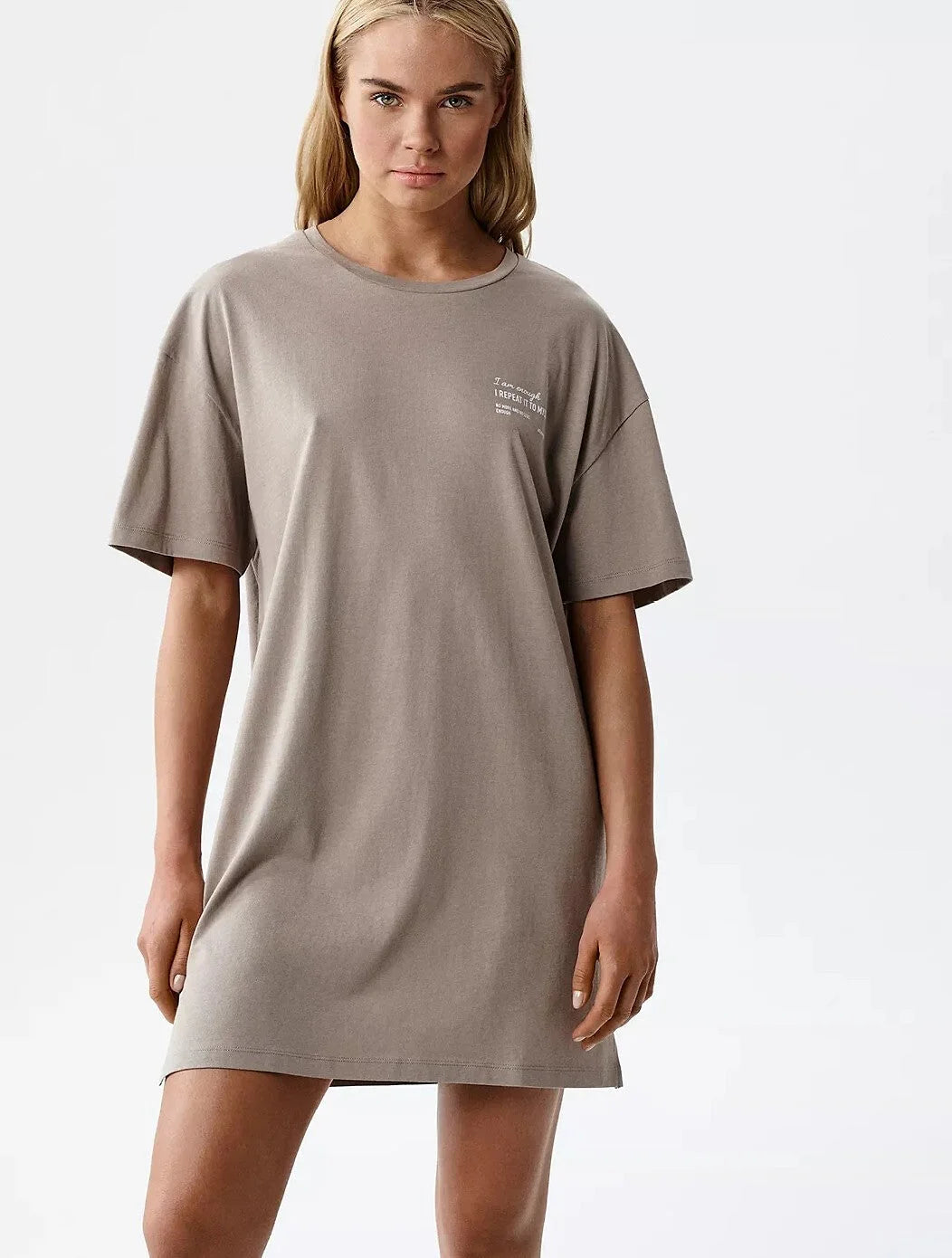 Camicia da notte donna in puro cotone con spacchi laterali
