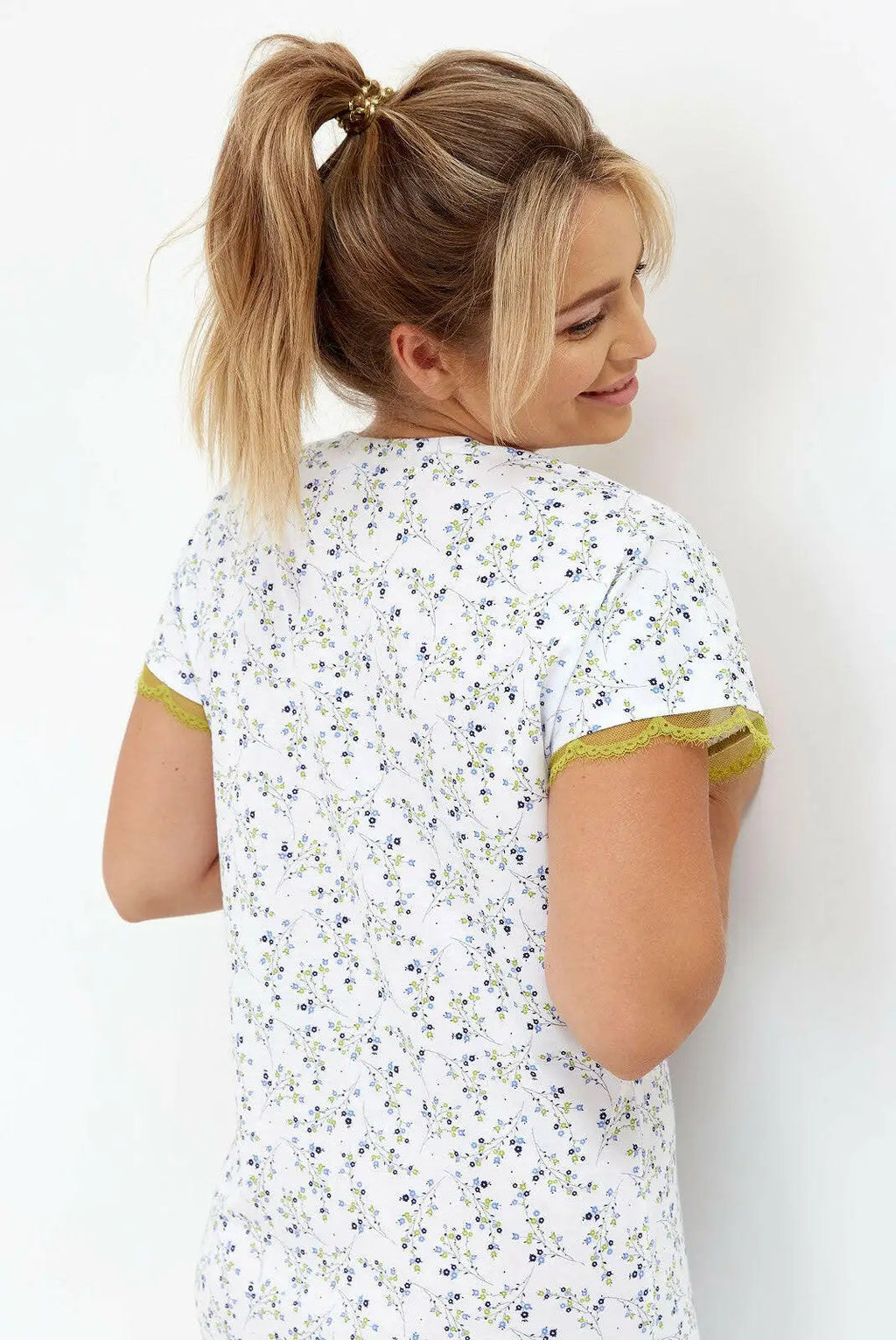 Camicia da notte donna in puro cotone - violet - manica