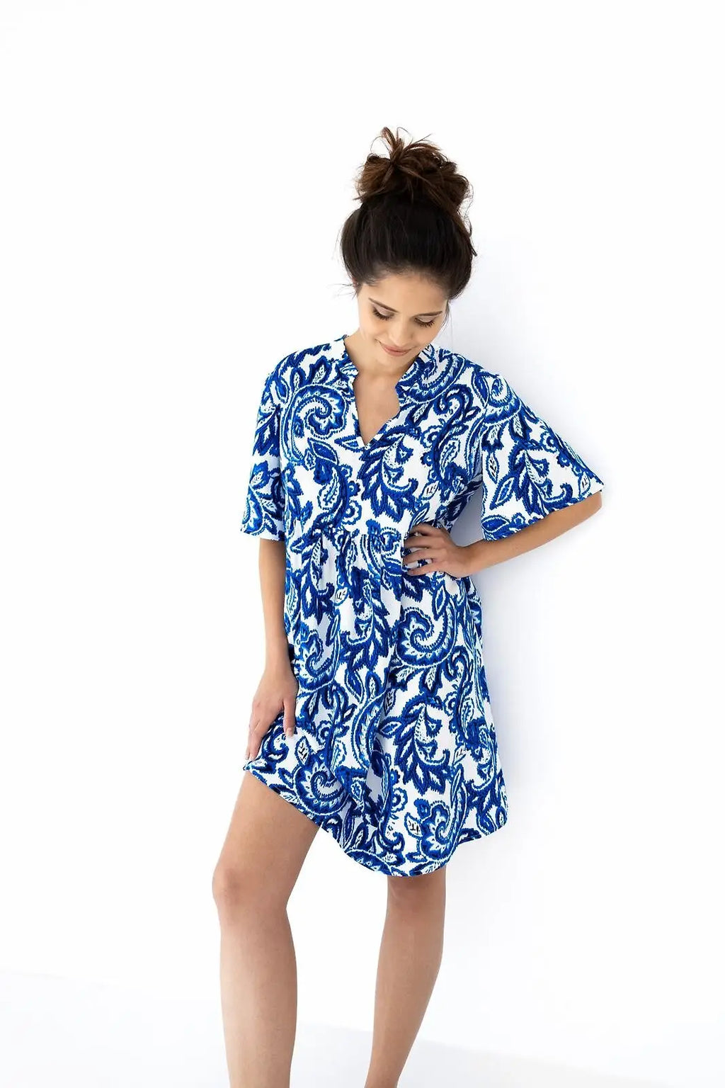 Camicia da notte donna in viscosa - luna - zaffiro