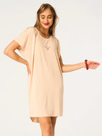 Camicia da notte in modal beige crema con motivi folk