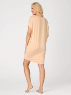 Camicia da notte in modal beige crema con motivi folk