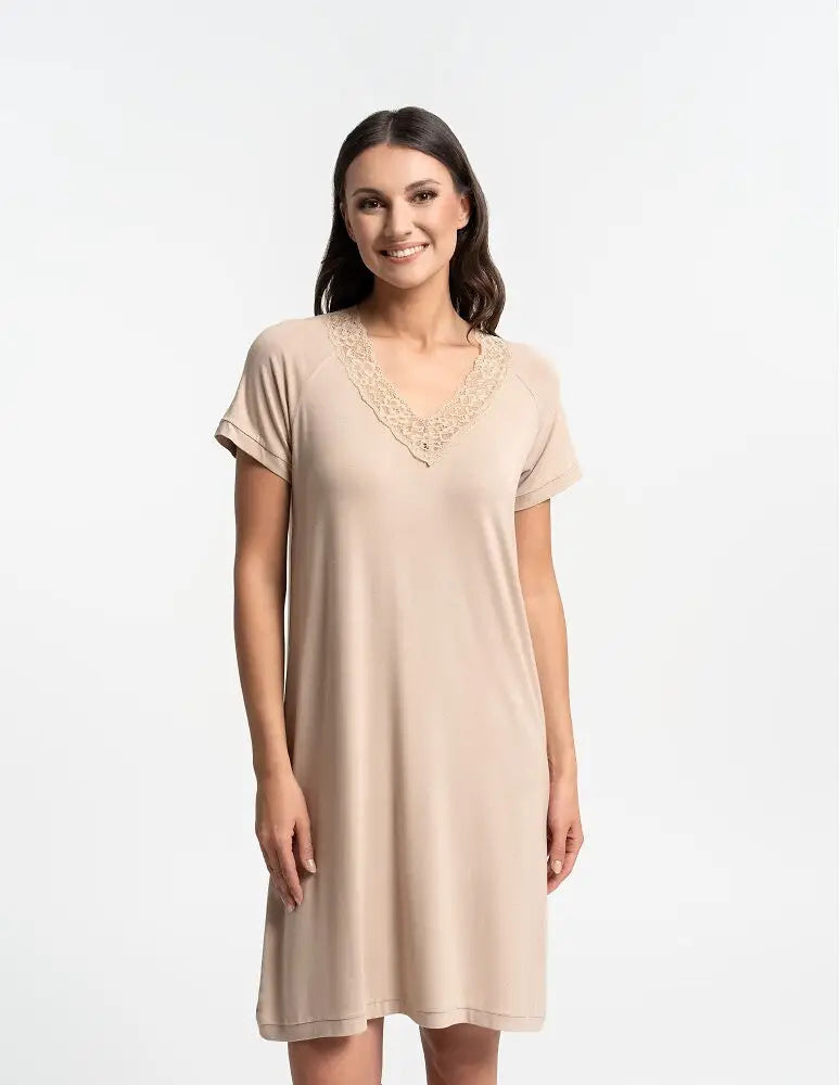 Camicia da notte silk-touch – viscosa di bambù e scollo