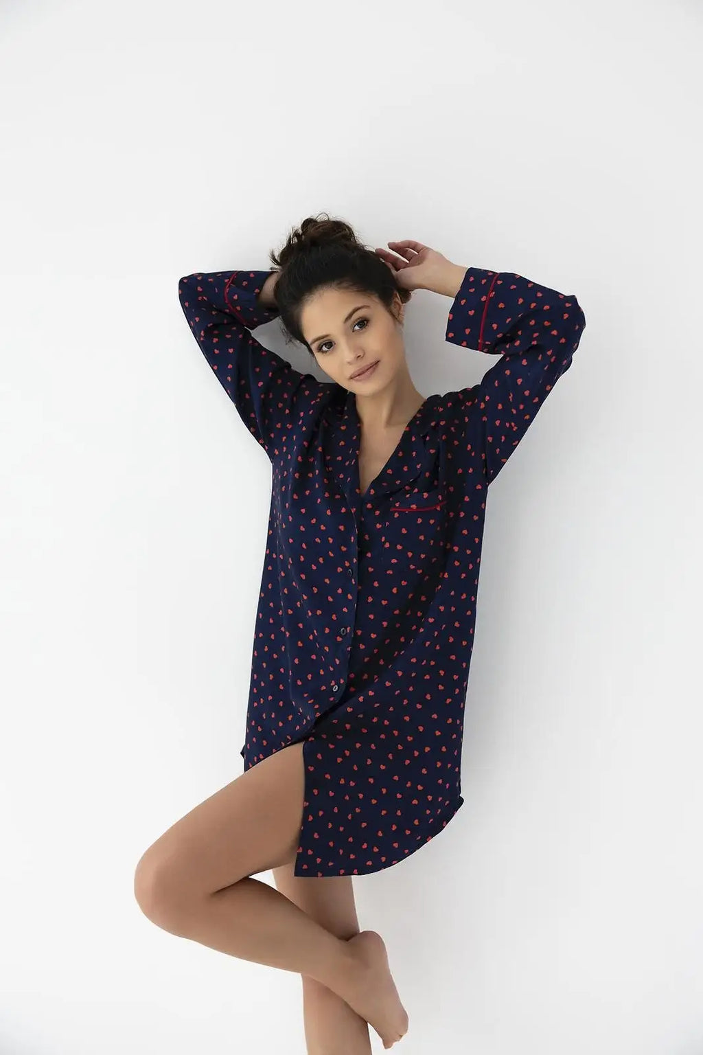 Camicia da notte taglio a camicia in viscosa - sunset