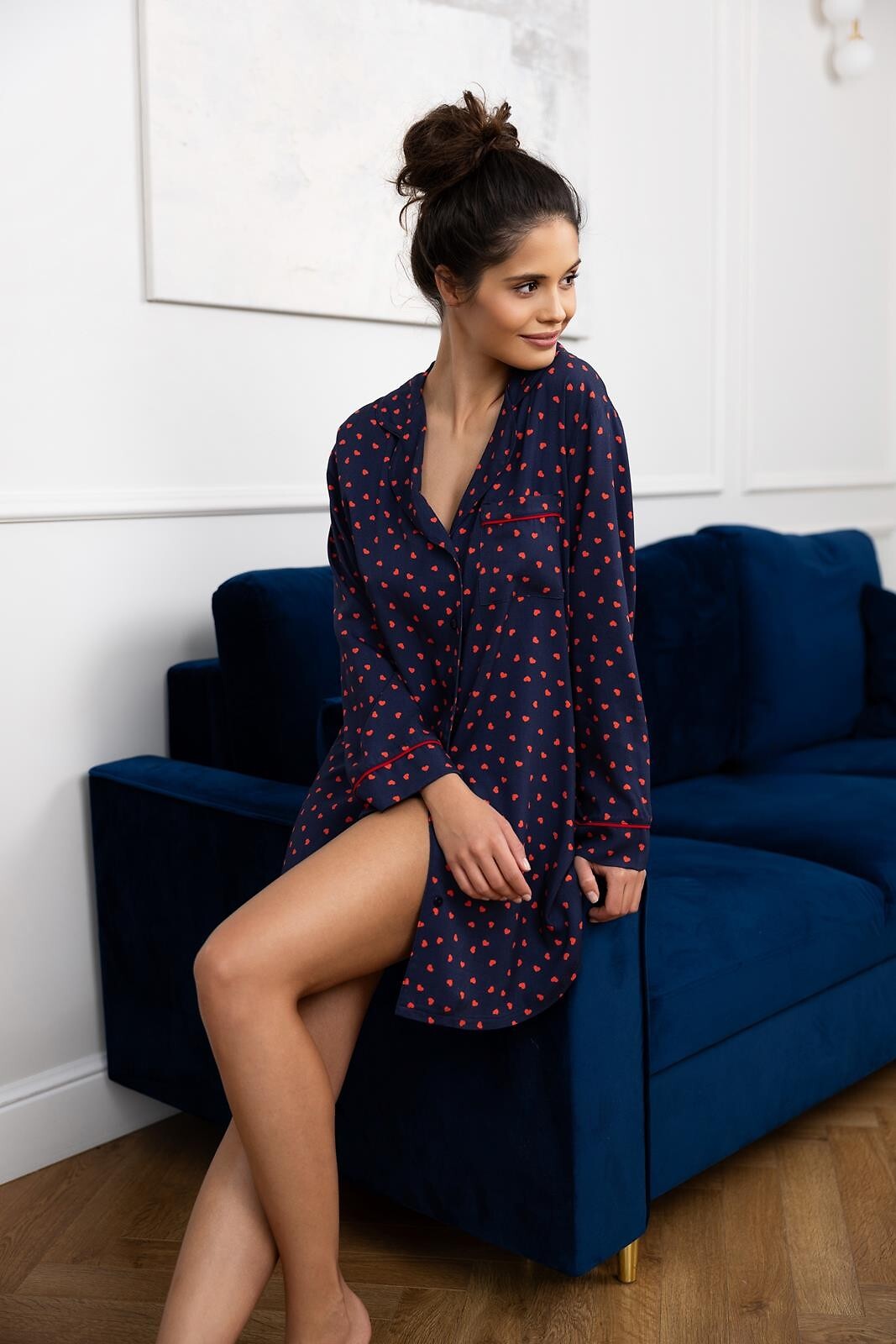 Camicia da notte taglio a camicia in viscosa - sunset