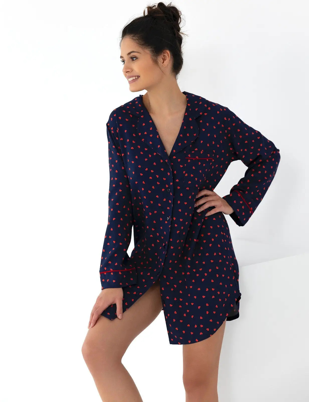 Camicia da notte taglio a camicia in viscosa - sunset