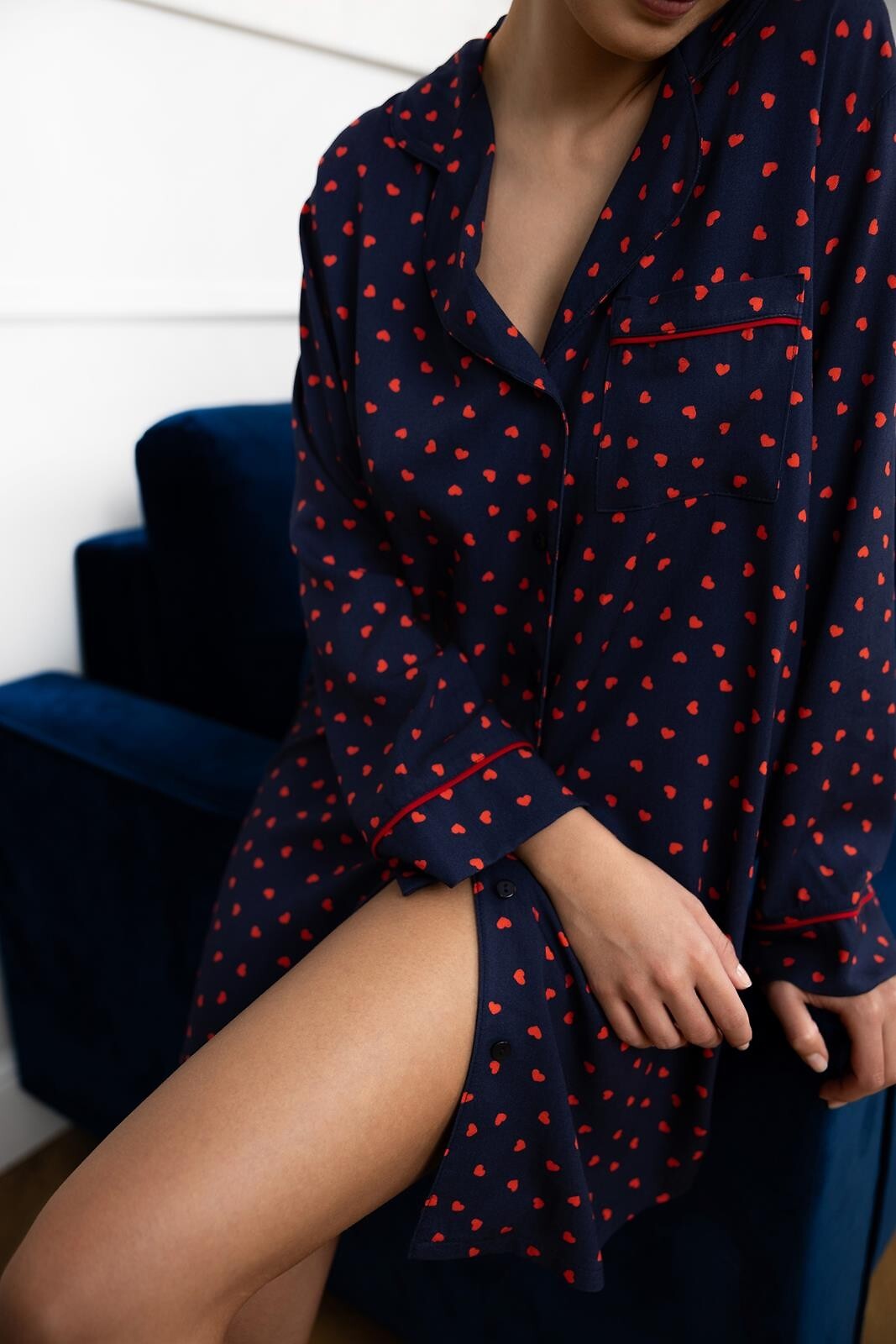 Camicia da notte taglio a camicia in viscosa - sunset