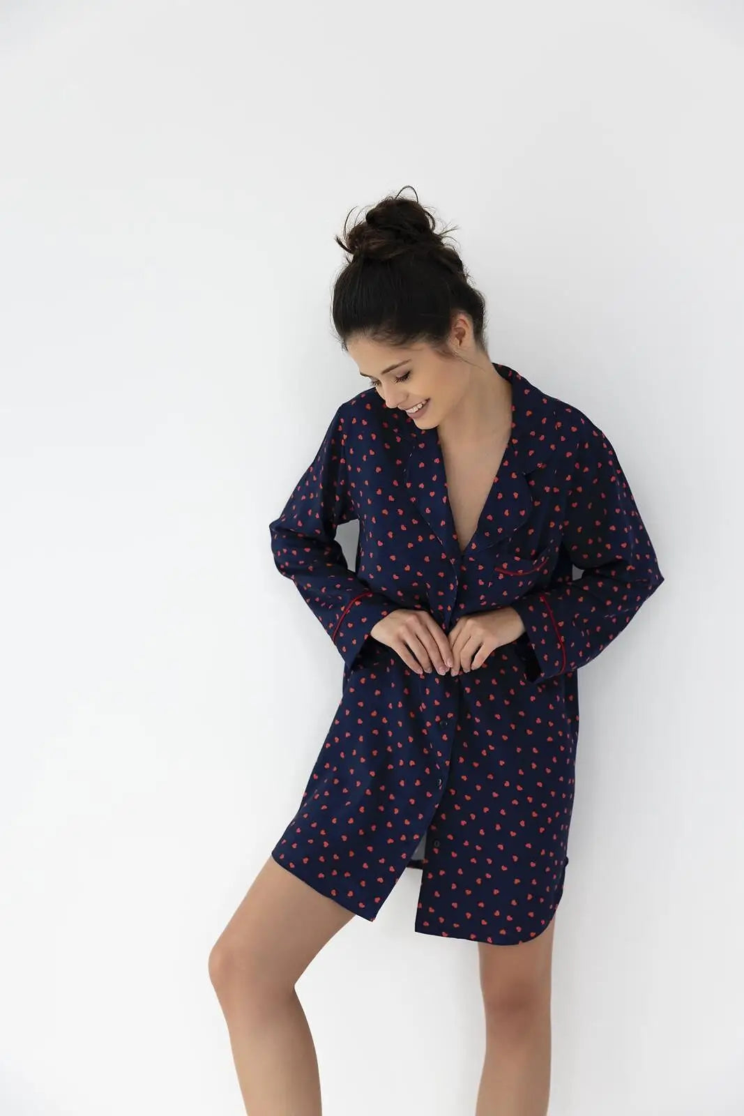 Camicia da notte taglio a camicia in viscosa - sunset