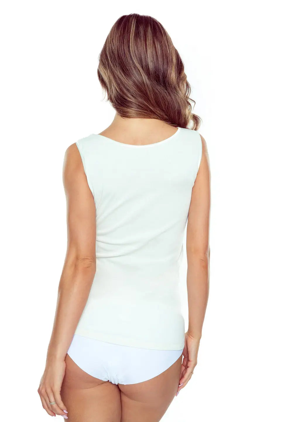 Canotta in cotone con pizzo e inserto tulle - giovanna