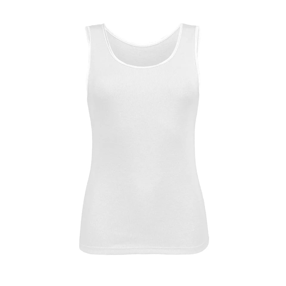Canotta da donna basic 100% cotone con bordo in raso