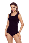 Canotta da donna basic 100% cotone con bordo in raso