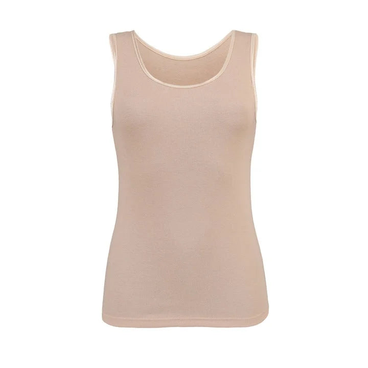 Canotta da donna basic 100% cotone con bordo in raso