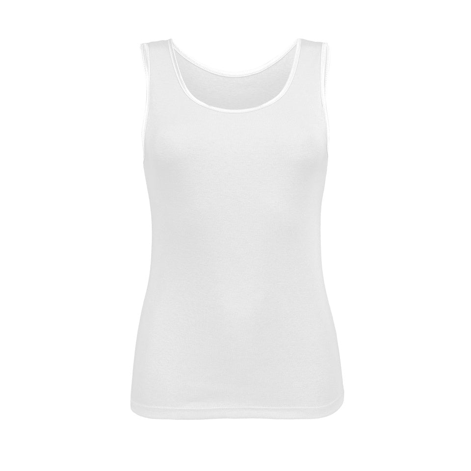 Canotta da donna basica 100% cotone con bordo in raso