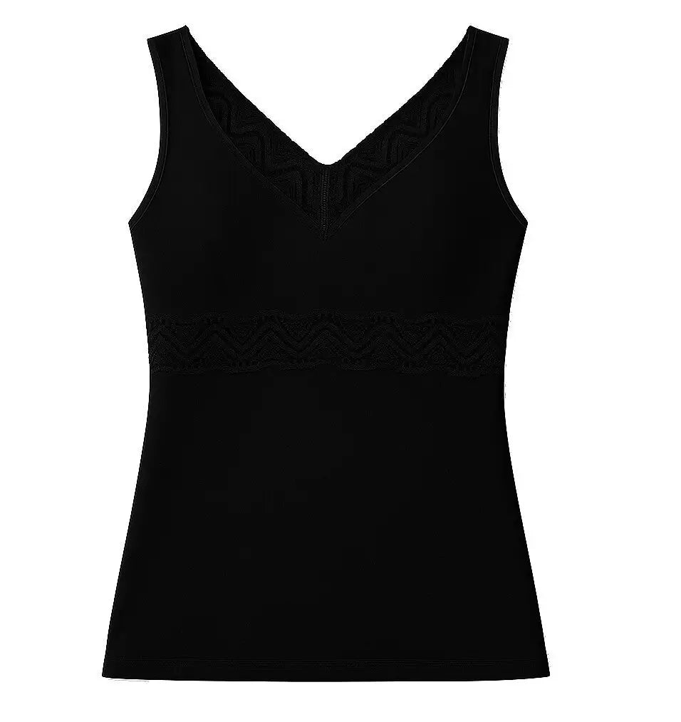 Canotta donna in cotone con dettagli pizzo - ronia