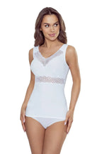 Canotta donna in cotone con dettagli pizzo - ronia