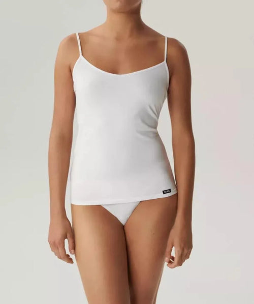 (blv-197) canotta donna in cotone elasticizzato con scollo