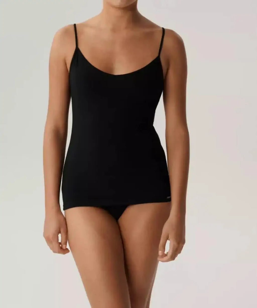 Canotta donna in cotone elasticizzato con scollo a v