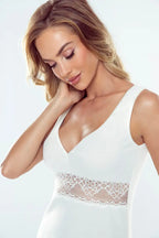 Canotta da donna in cotone con inserto pizzo - dana