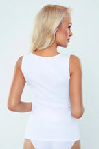 Canotta da donna in cotone con inserto pizzo - dana