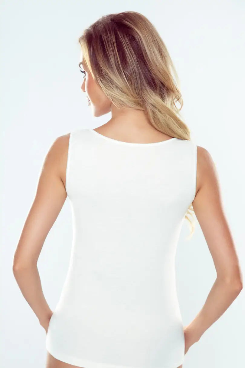 Canotta da donna in cotone con inserto pizzo - dana